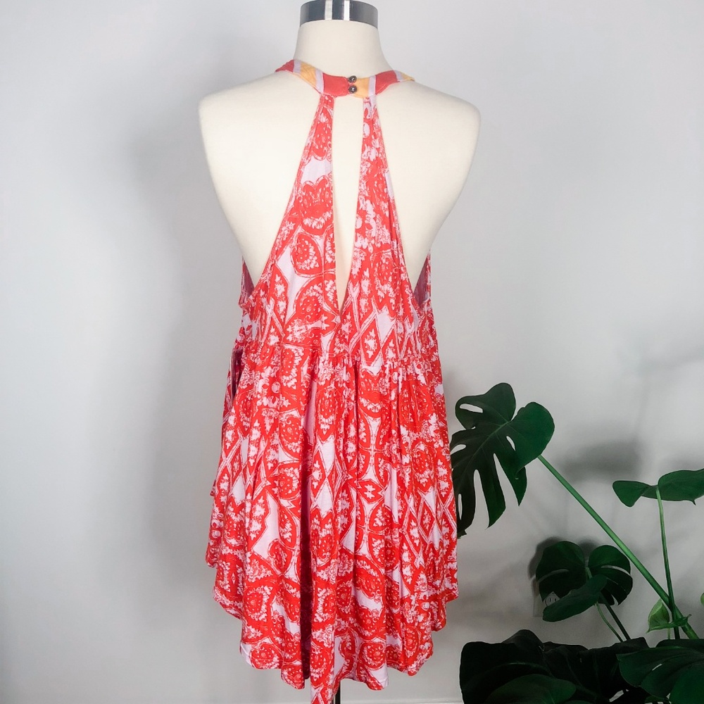 NEW Free People Mimi boho tunic orange halter tank - Picture 4 of 8